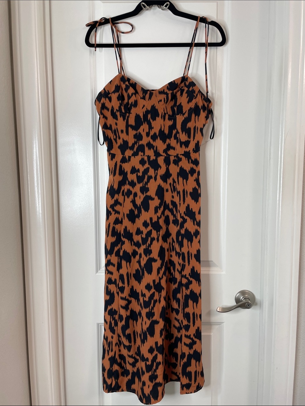 Women’s Brown and Black Animal Print Midi Dress